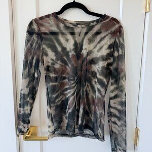 Zara Tie-Dye Mesh Long Sleeve Top